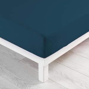 Tmavomodrá napínacia bavlnená plachta jersey 90x190 cm Jersy – douceur d'intérieur