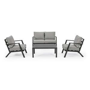 Sivý hliníkový záhradný lounge set pre 4 Harley – Bizzotto