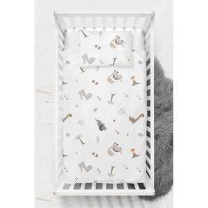 Biele detské obliečky do postieľky z bavlny Renforcé 100x150 cm Dinozor – Mijolnir