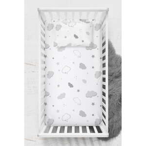 Biela napínacia detská plachta do postieľky z bavlny Renforcé 70x120 cm Bulut – Mijolnir