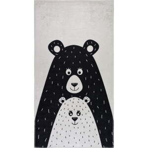 Čierno-biely prateľný detský koberec 100x160 cm Bear Family – Vitaus