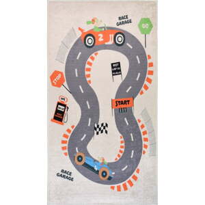 Krémový prateľný detský hrací koberec 120x180 cm Race Garage – Vitaus