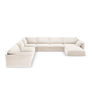Béžová zamatová rohová pohovka (ľavý roh/do "U") Vanda – Mazzini Sofas