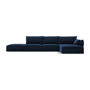 Tmavomodrá zamatová rohová pohovka (pravý roh/s leňoškou) Vanda – Mazzini Sofas
