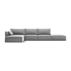 Svetlosivá zamatová rohová pohovka (ľavý roh/s leňoškou) Vanda – Mazzini Sofas