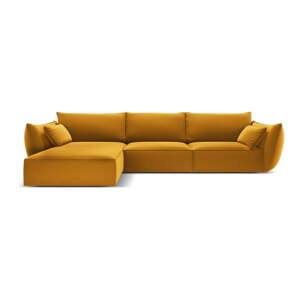Zamatová rohová pohovka v horčicovej farbe (ľavý roh/s leňoškou) Vanda – Mazzini Sofas