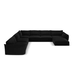 Čierna zamatová rohová pohovka (ľavý roh/do "U") Vanda – Mazzini Sofas