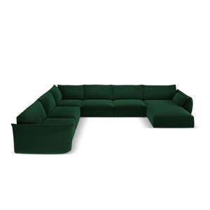 Tmavozelená zamatová rohová pohovka (ľavý roh/do "U") Vanda – Mazzini Sofas