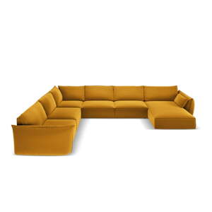 Zamatová rohová pohovka v horčicovej farbe (ľavý roh/do "U") Vanda – Mazzini Sofas