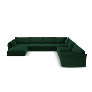 Tmavozelená zamatová rohová pohovka (pravý roh/do "U") Vanda – Mazzini Sofas