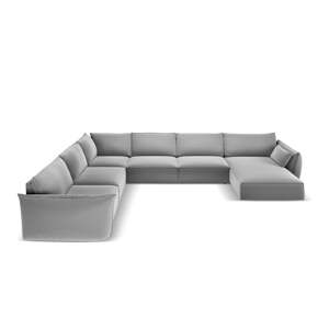 Svetlosivá zamatová rohová pohovka (ľavý roh/do "U") Vanda – Mazzini Sofas