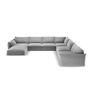 Svetlosivá zamatová rohová pohovka (pravý roh/do "U") Vanda – Mazzini Sofas