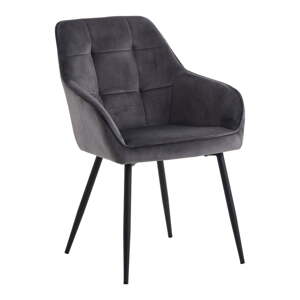 Sivé zamatové jedálenské stoličky v súprave 2 ks s podrúčkami Nolan Square – Unique Furniture
