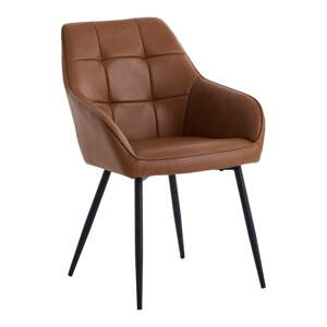 Hnedé jedálenské stoličky v súprave 2 ks s podrúčkami z imitácie kože Nolan Square – Unique Furniture