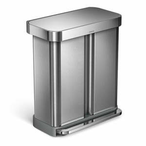 Pedálový odpadkový kôš na triedený odpad z nerezovej ocele 58 l Dual - simplehuman