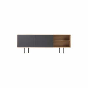 TV stolík z dubového dreva v čierno-prírodnej farbe 180x64 cm Fina – Gazzda