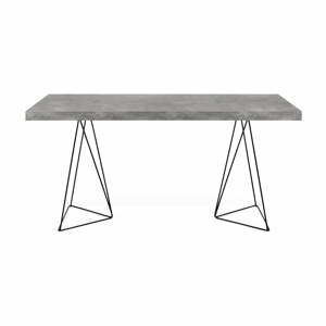Pracovný stôl v dekore betónu s čiernou podnožou TemaHome Multi, 160 x 90 cm