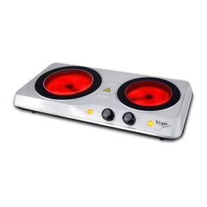 Elektrický varič VIGAN dvojplatničkový 1200W/800W sklokeramika nerez MA218202