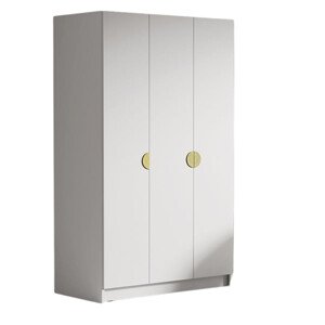 Šatníková skriňa CAMON 150 cm - biela/zlaté úchytky