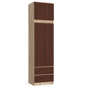 Šatníková skriňa s nadstavbou S60 2D 2SZ CLP, dub sonoma/wenge