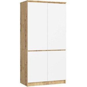 Šatníková skriňa S90 4D CLP - dub artisan/biela