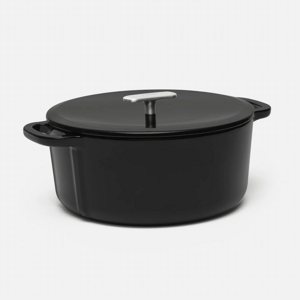 Fabini Smaltovaný liatinový kastról s pokrievkou Ø 26 cm (6 l), čierny