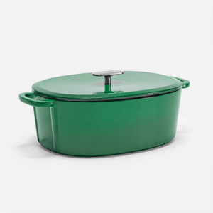 Fabini Smaltovaný liatinový oválny kastról s pokrievkou Ø 33 cm (7 l), zelený